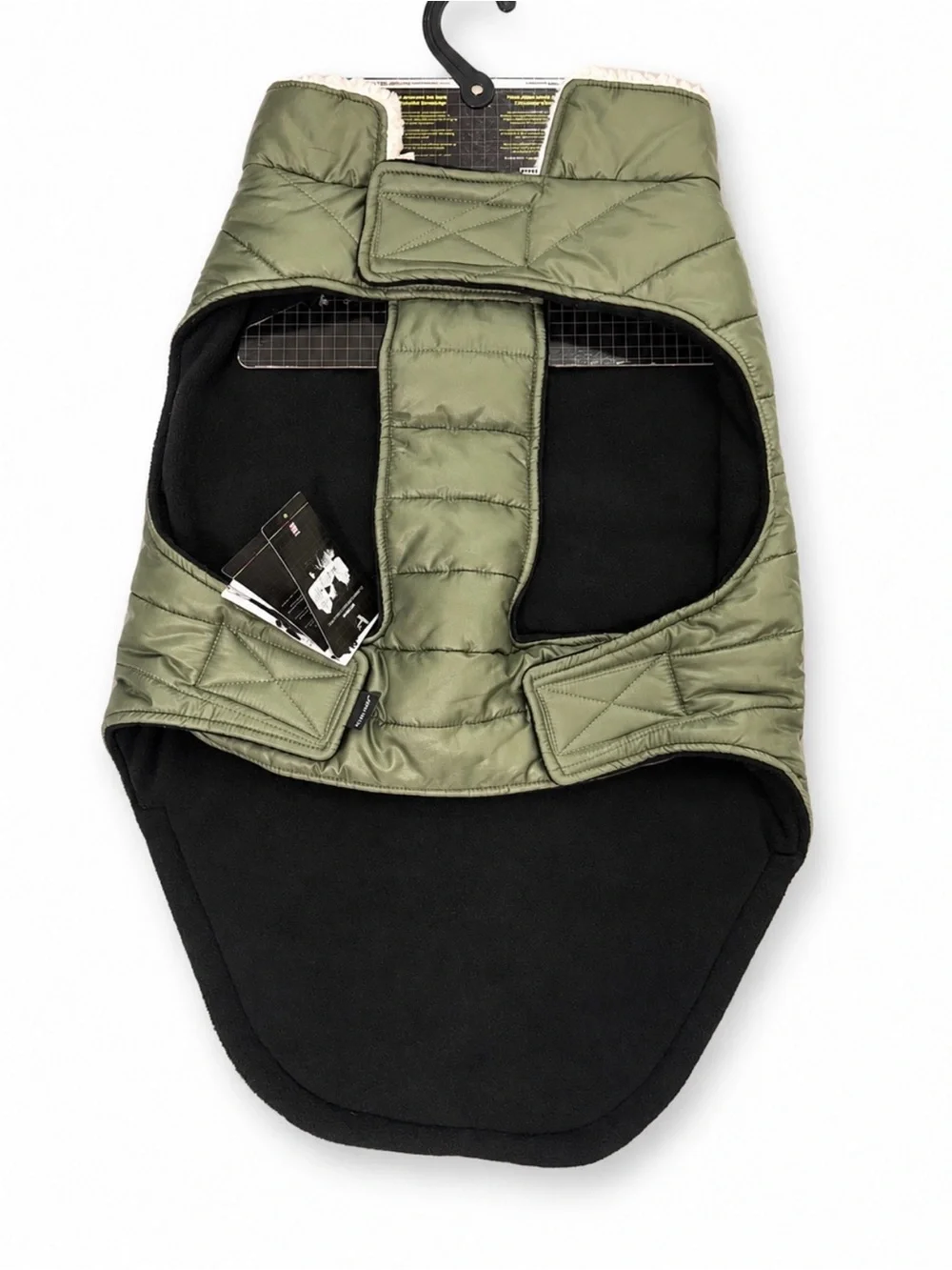 Silver Paw Quilted Olive Green Puffer Dog Coat